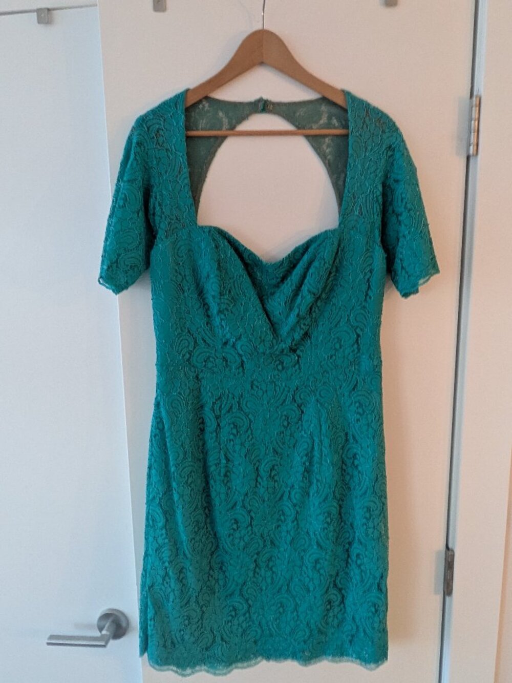 Watters Cocktail Dress | Teal & Lace | Size 18W (bridal) / 14/16 (street size)